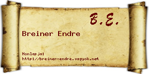 Breiner Endre névjegykártya